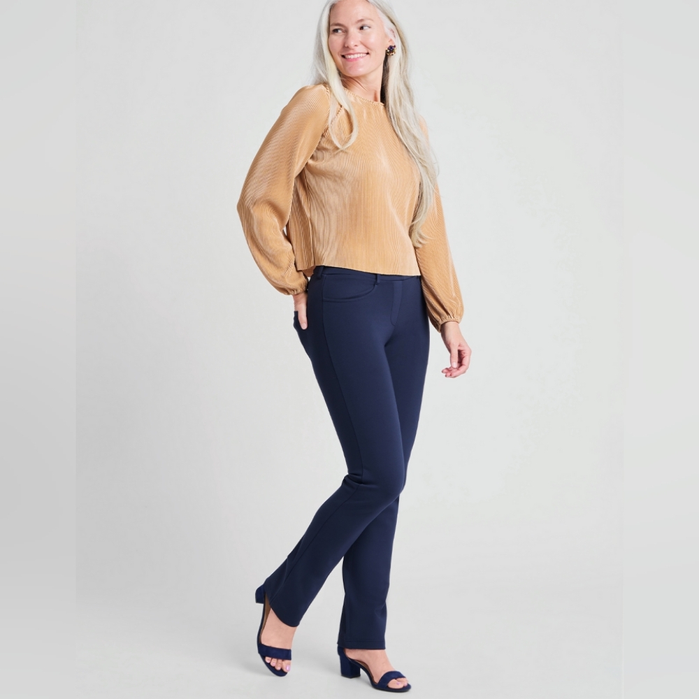 Betabrand Straight Leg Dress Pant Yoga Pants Navy Size Medium